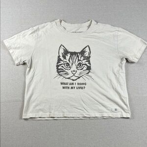 Life Is Good Beige Cat Face Boxy T-Shirt
Size: Medium